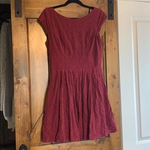 Burgundy Fit n Flare Dress
